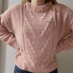 Pink knitted sweater